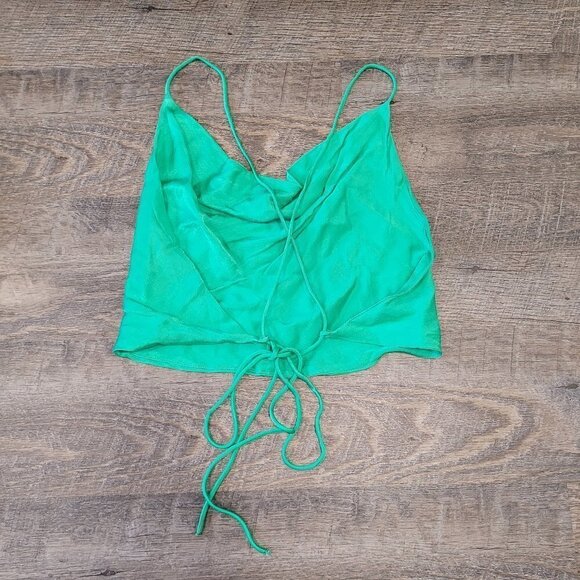 ZARA | Satin Effect Crop Tank Top Strappy Back | Sz. M - Picture 2 of 4